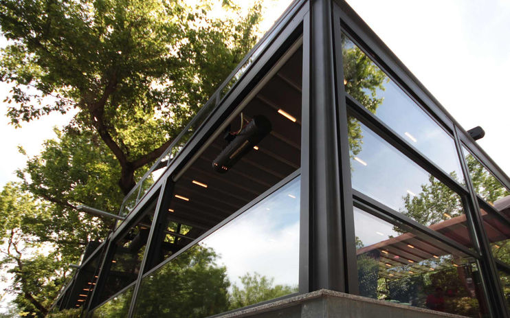 half opened motorized guillotine window