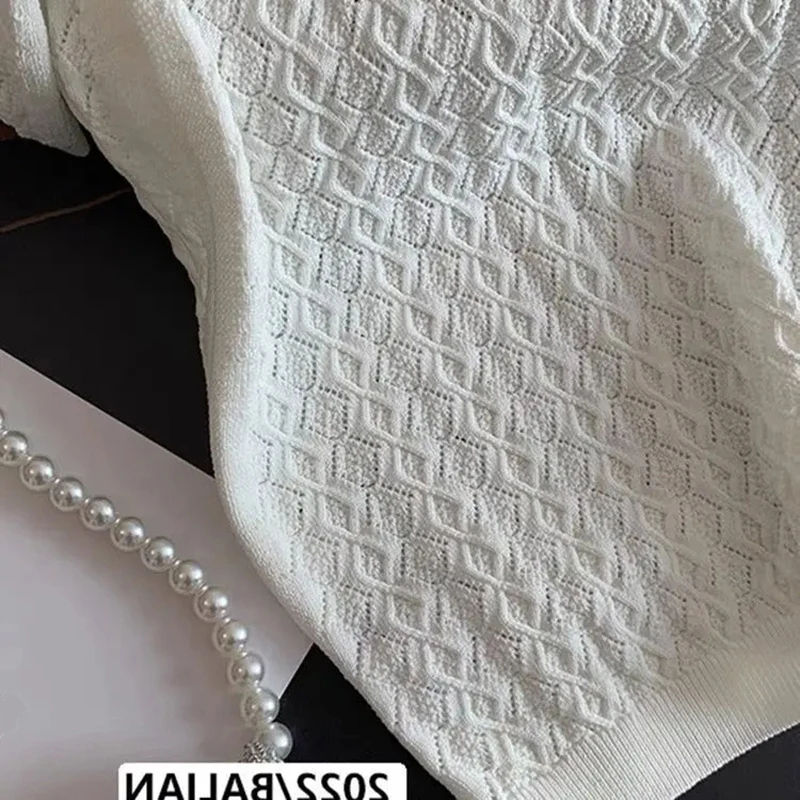 Thumbnail: Ice Silk Polo Shirt Knitted Short Sleeve T-Shirt Summer Chic Thin Unique Jacquar