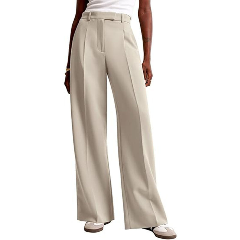 Thumbnail: Aoaiiys Solid Suit Pants Women Simple Classic Straight Wide Leg Pants Office Lad
