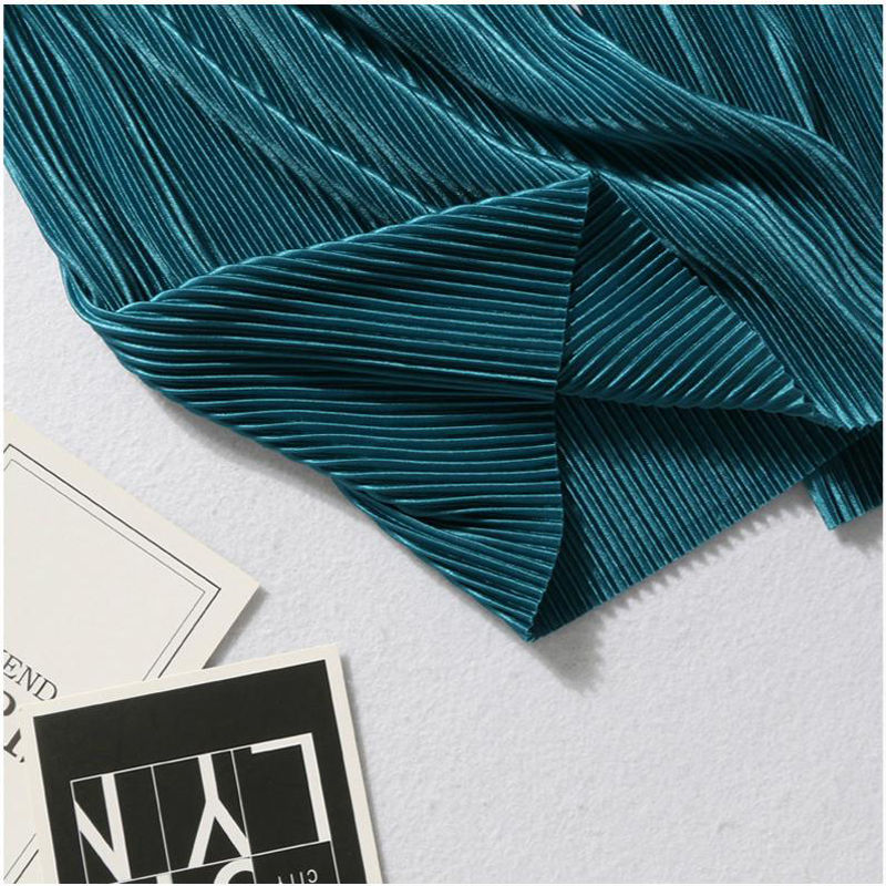 Thumbnail: Women Fashion Summer Wide Leg Pants Pleated Ice Silk Trousers Elastic Waist Loos