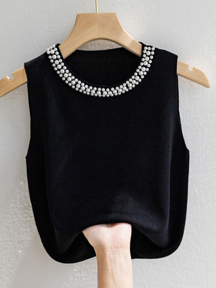 Thumbnail: Korea Knitted Vests Women Top Solid Tank Blusas Mujer De Moda Summer New Fashion