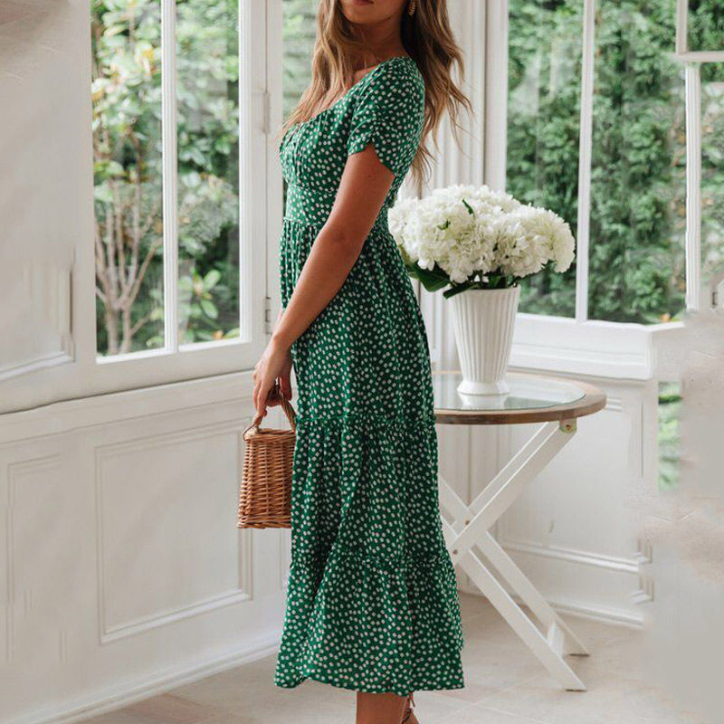 Thumbnail: Vintage Print Puff Sleeve Dress