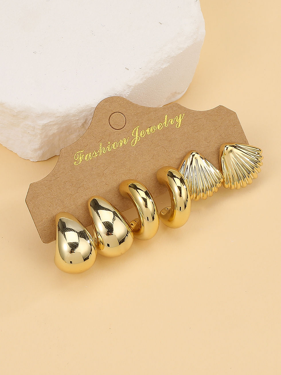 Thumbnail: 3PAIRS-6PAIRS/Set Fashionable &Golden Starfish, Seashell, Smooth Water Drop,Text