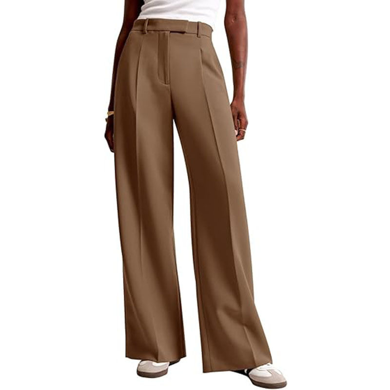 Aoaiiys Solid Suit Pants Women Simple Classic Straight Wide Leg Pants Office Lad