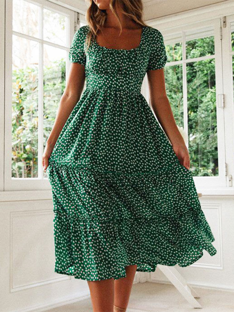 Thumbnail: Vintage Print Puff Sleeve Dress