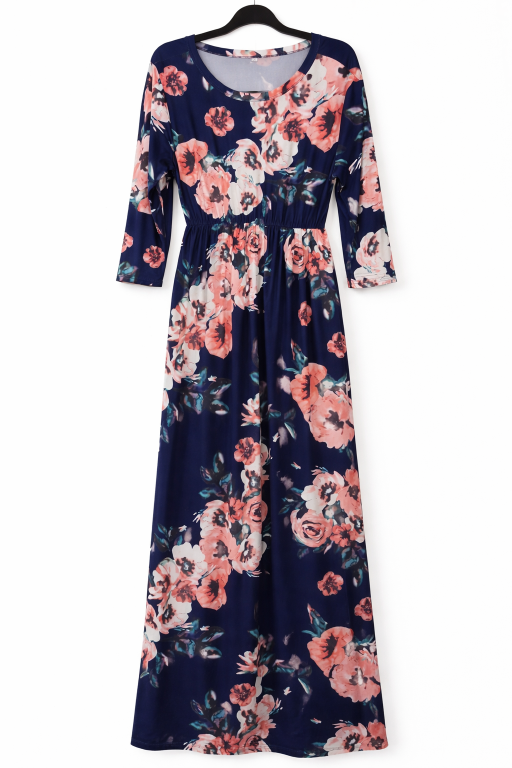 MM30 Navy & Peach Floral Maxi Dress- Size 2XL