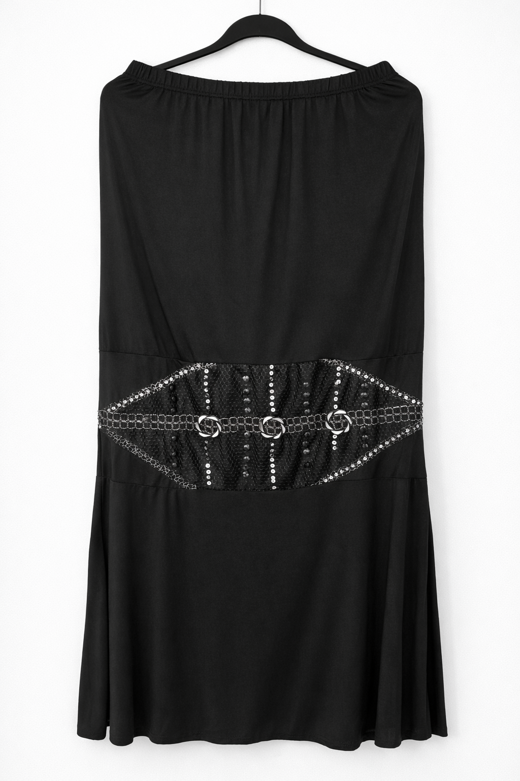 MM20 Black Midi Skirt with Sequin Detail- Size XL