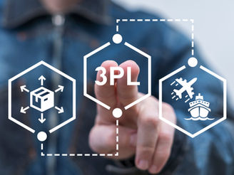 A person pointing to a graphic that shows "3PL" with other warehouse and transportation icons
