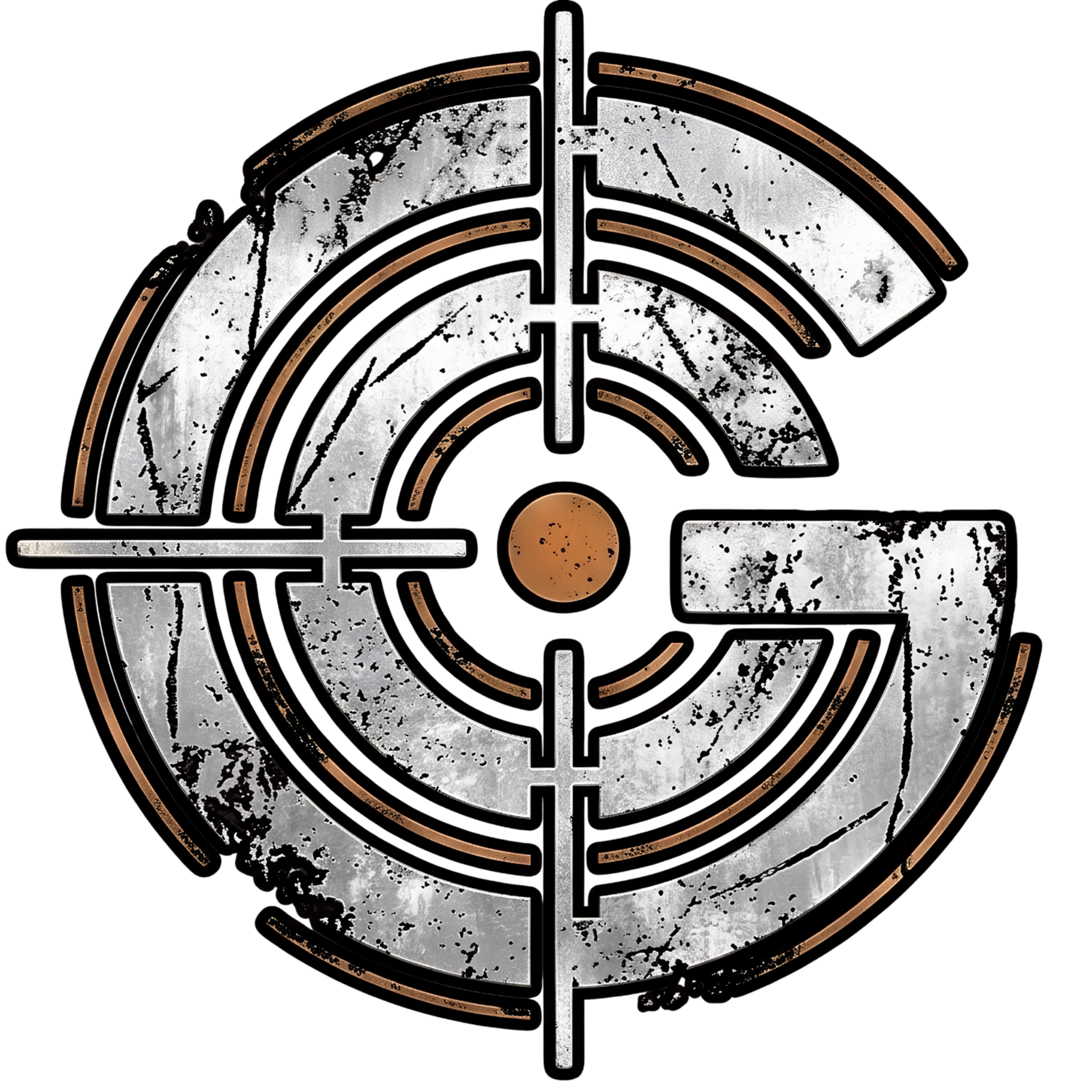Stylized letter G logo with a sniper scope crosshair design.