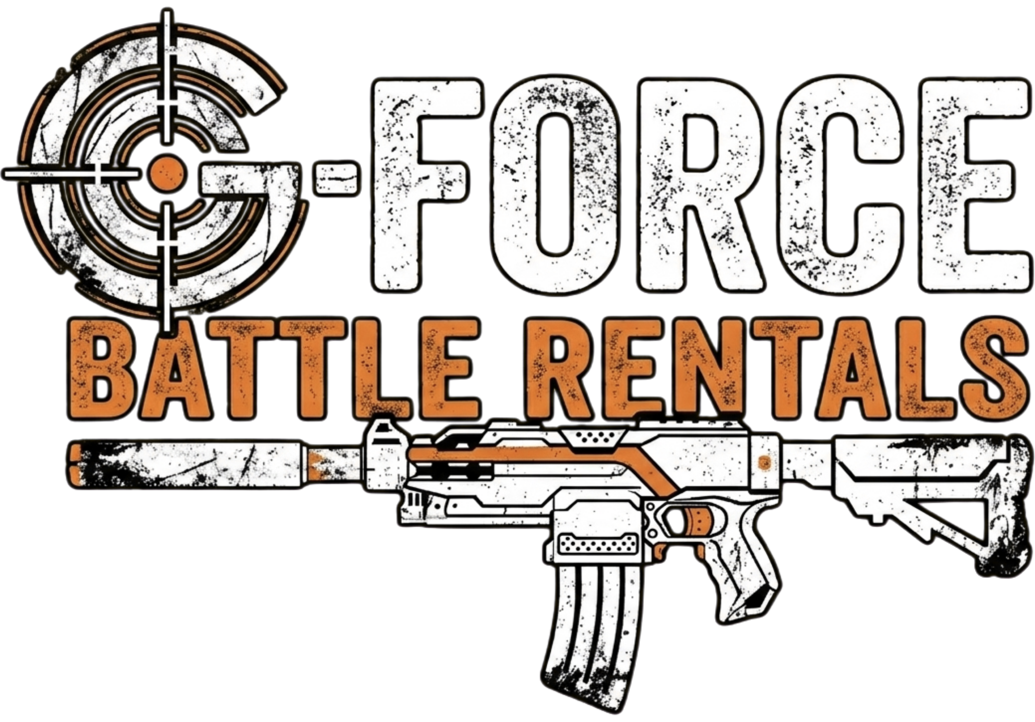 G-Force Battle Rentals logo with toy blaster and target.