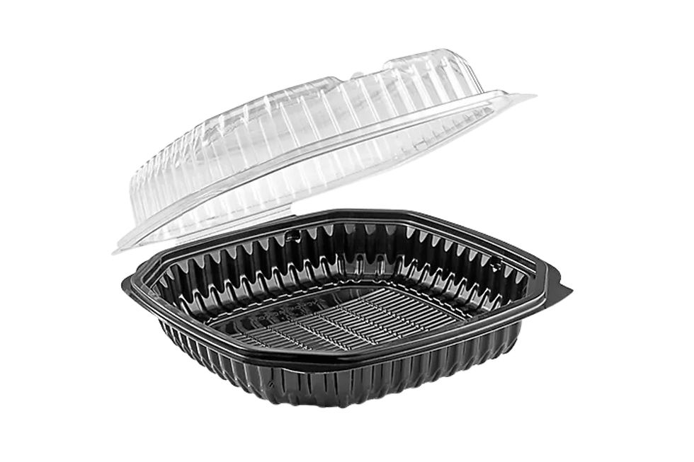 Charola plástica para comida para llevar con tapa integrada