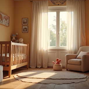 Bebé durmiendo tranquilamente en su cuna con luz tenue y ambiente relajante durante la noche