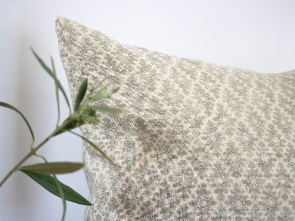 Thumbnail: Fordham Block Printed Cushion - Sage