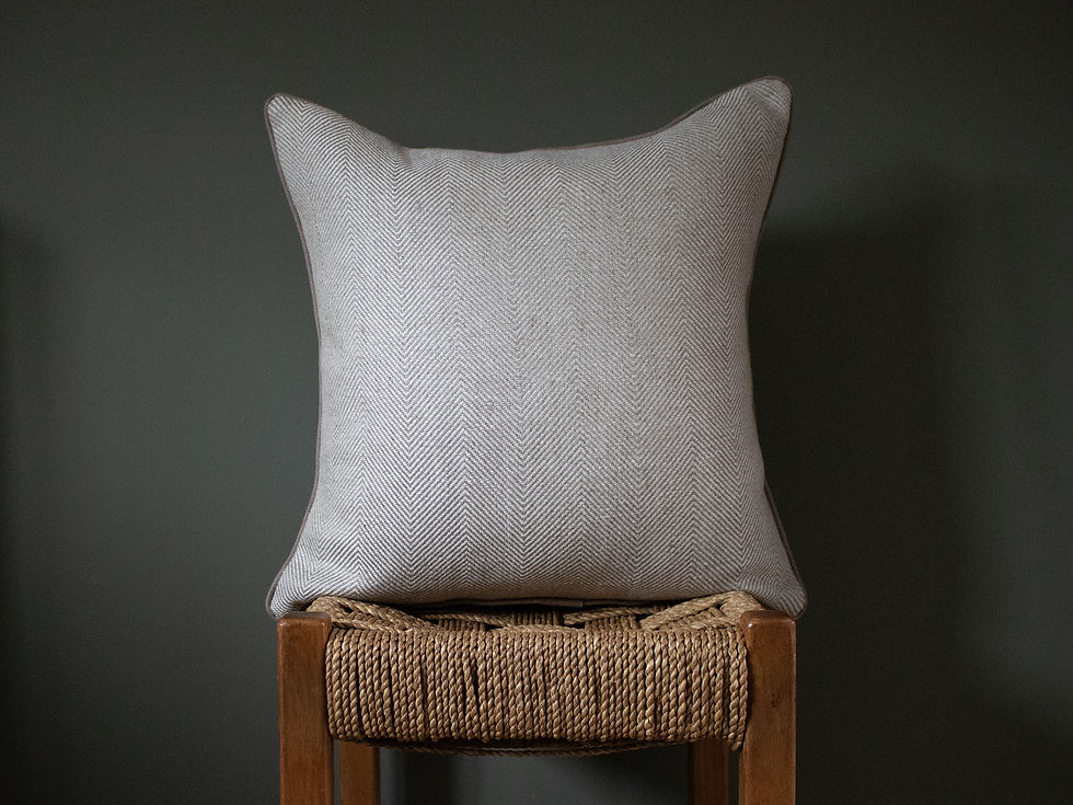 Thumbnail: Wroxton Herringbone Piped Cushion - Linen Mocha