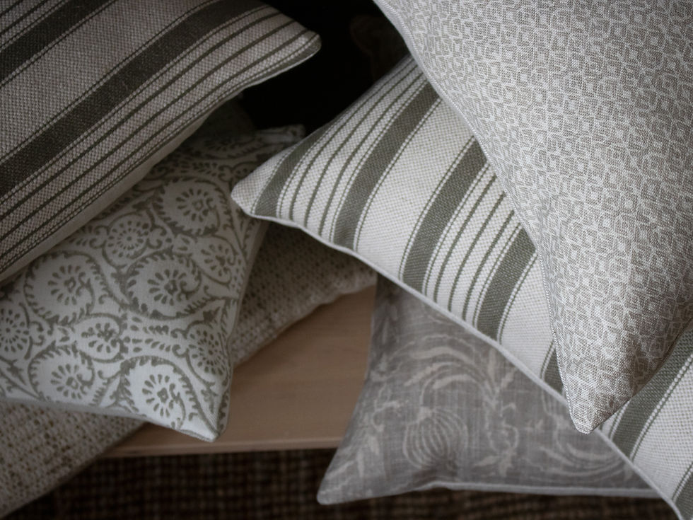 Thumbnail: Burcote Printed Feather Cushion - Stone