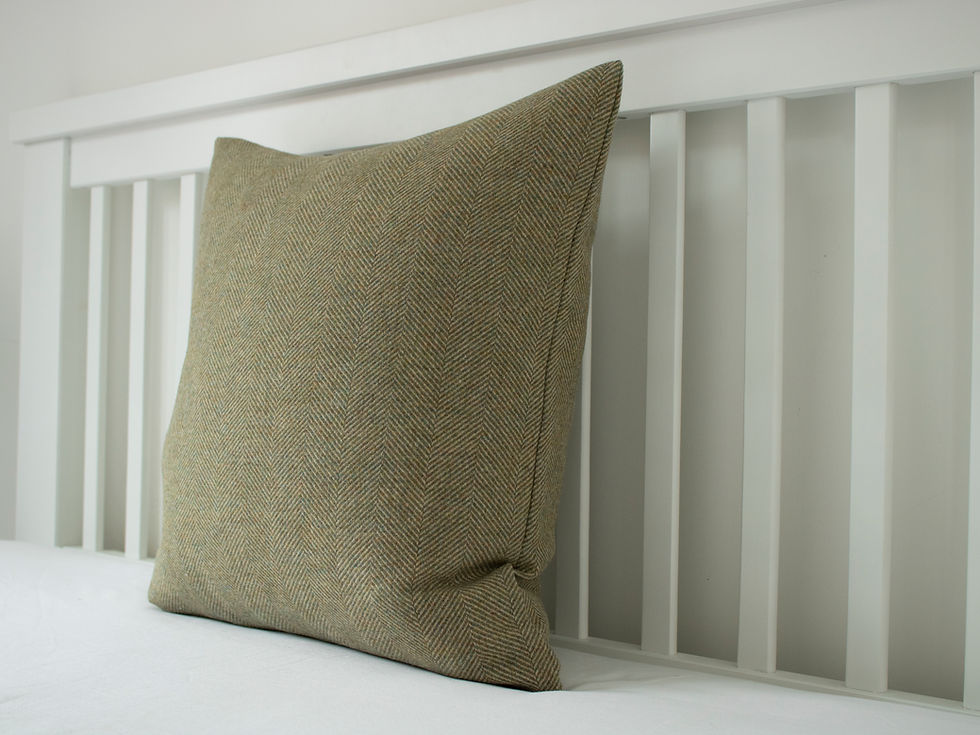 Thumbnail: Tunley Wool Herringbone Cushion - Moss