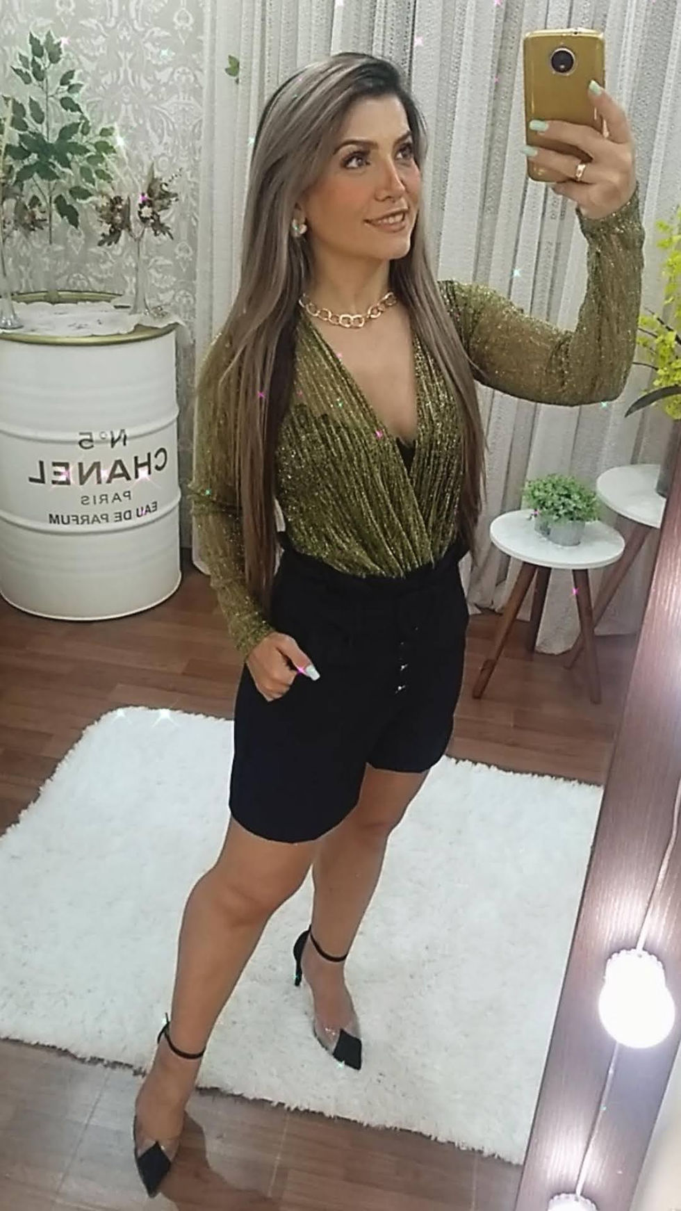 Miniatura: Body lurex dourado