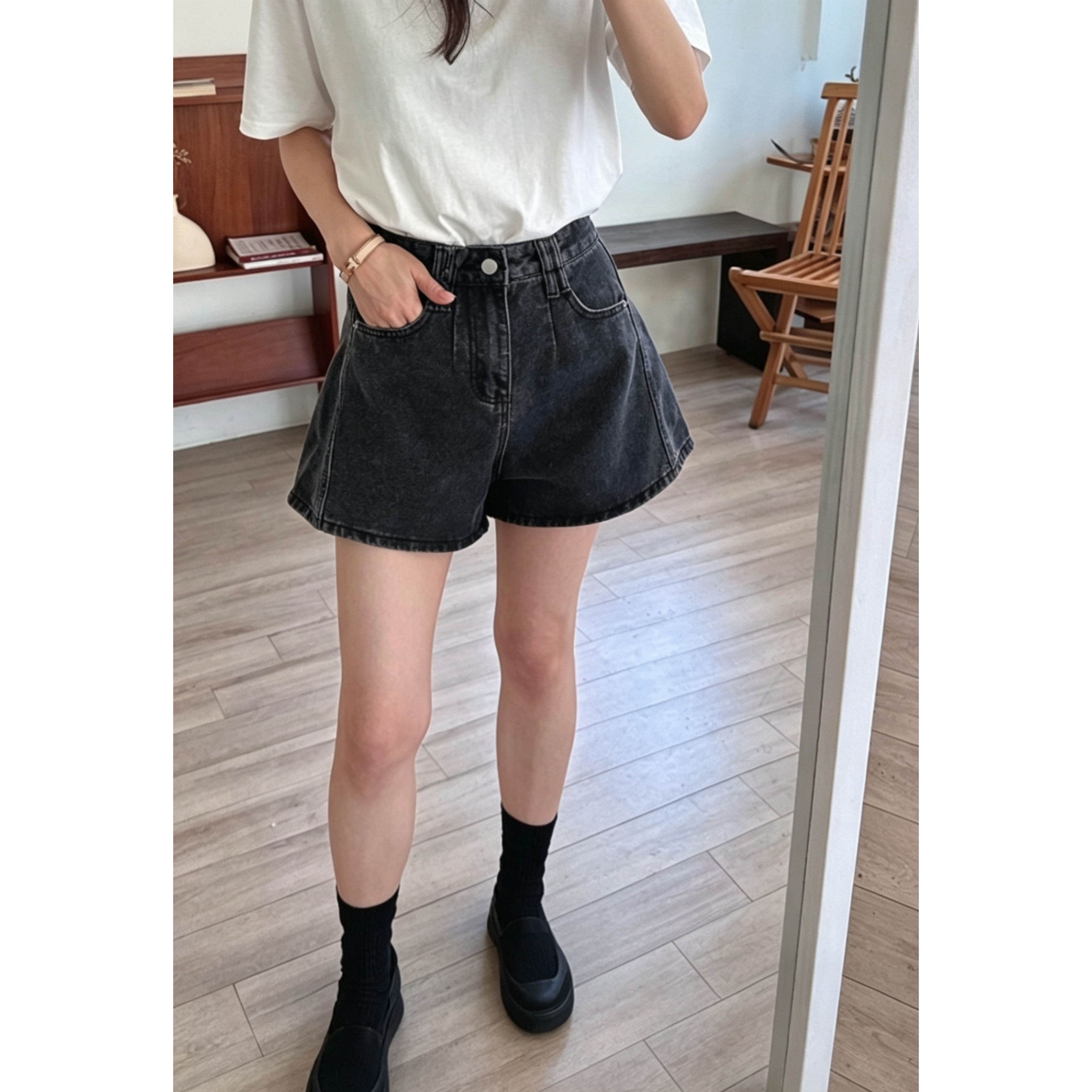 KR 傘型牛仔裙褲