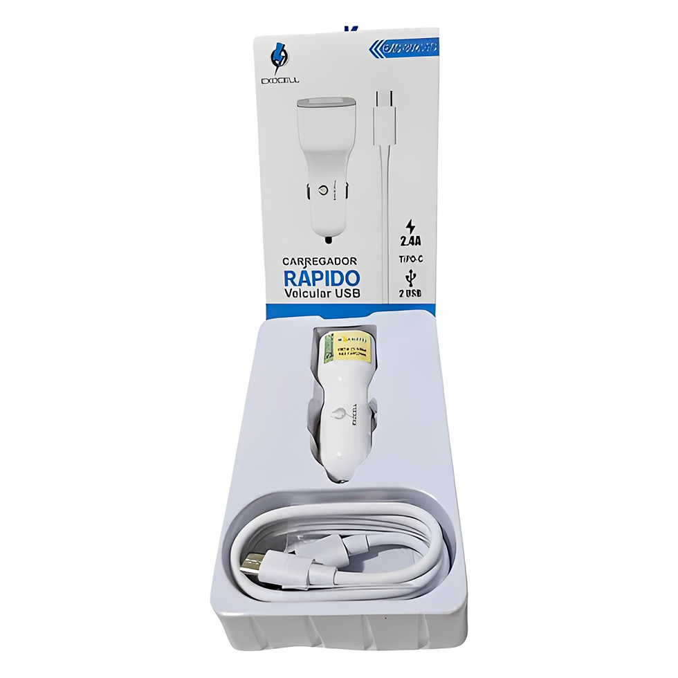 Miniatura: Carregador Rápido 2 USB Automotivo 1 Cabo Tipo-C Branco Exocell