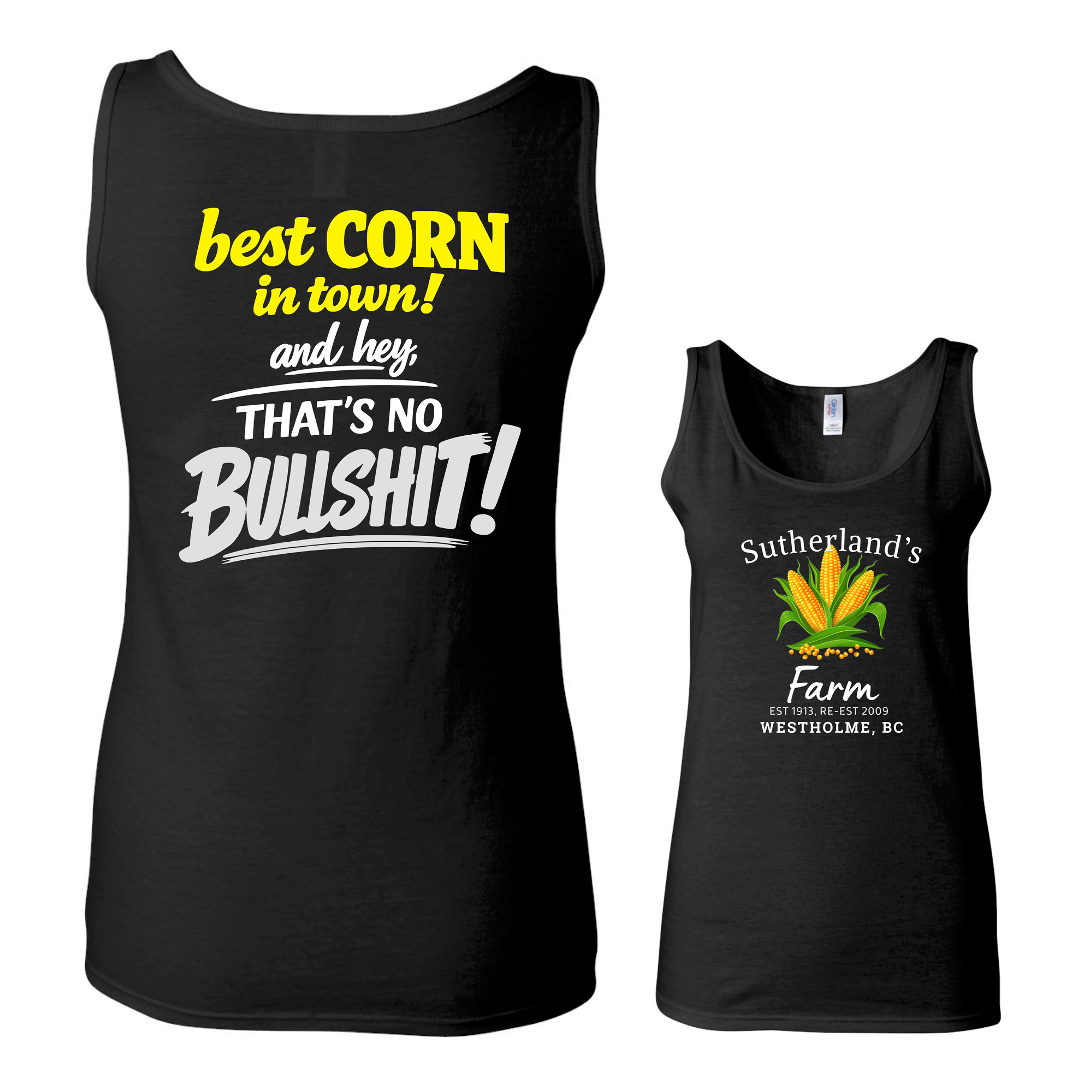 Sutherland's Farm Black Ladies Tank - No Bullshit