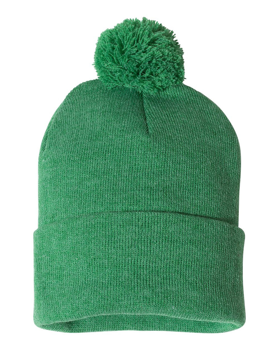 Thumbnail: Sportsman - 12" Pom-Pom Heathered Coloured Cuffed Beanie