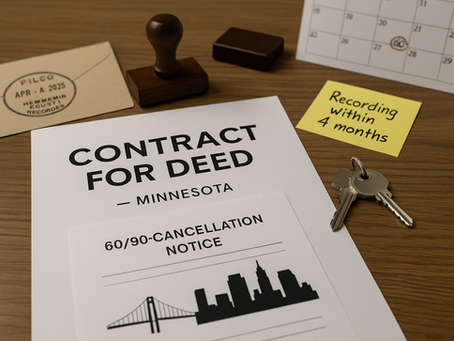 Minnesota Contract for Deed (2025): Recording, 60/90-Day Cancellation & New Rules