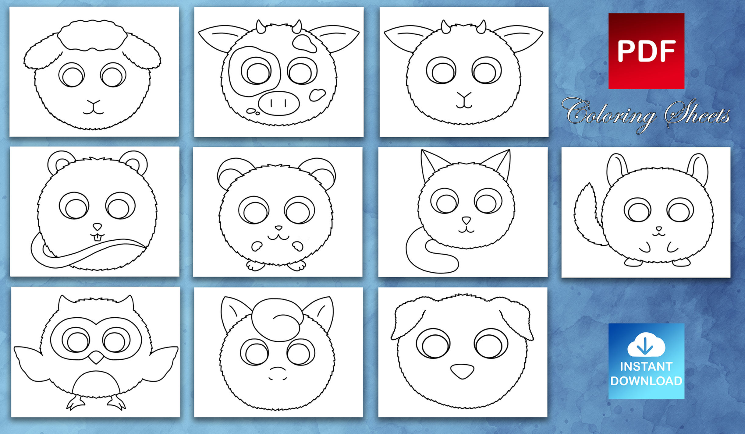 Coloring Sheets (Animal Puffs 1)