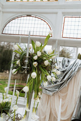luxe silver tablescape from synched events and floral sistas at carrow house weddings 