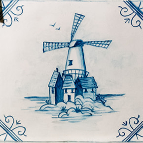 painted wedding cake delft tile