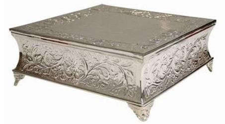 vintage square silver cake stand