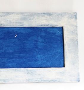 夕布彩画 染色 山 風景 月 三日月