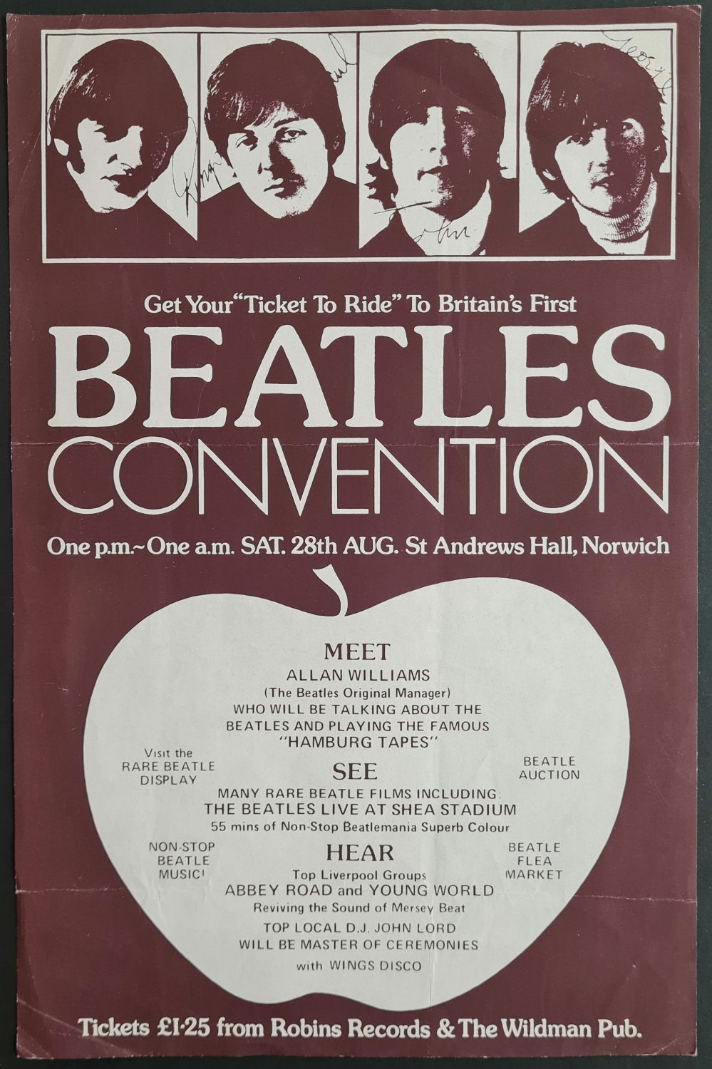 Britain's First Beatles Convention Promotional Flyer/Handbill (1976)