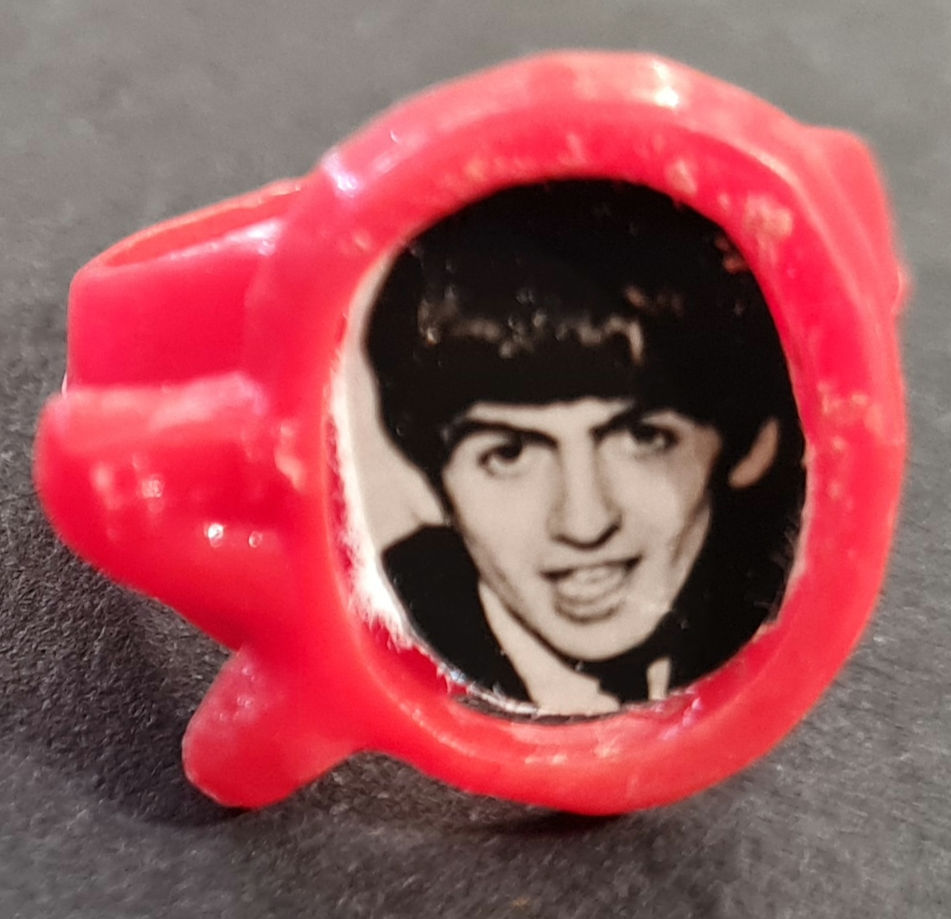 Thumbnail: The Beatles Set of 4 Plastic Bubblegum Machine Toy Rings (1964)