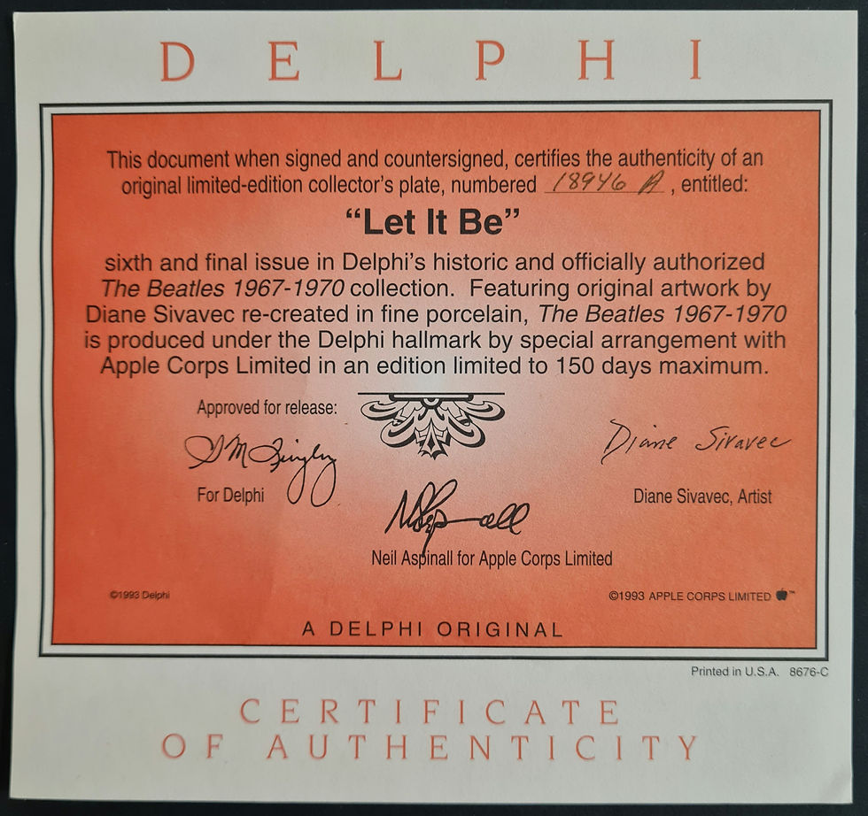 Thumbnail: 'The Beatles 1967-1970: Let It Be' Ltd. Edition Plate - Delphi (1993)