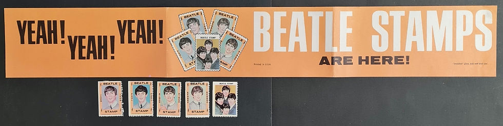 Thumbnail: The Beatles Yeah! Yeah! Yeah! Stamps (x5) & Advertisement Banner - US (1964)