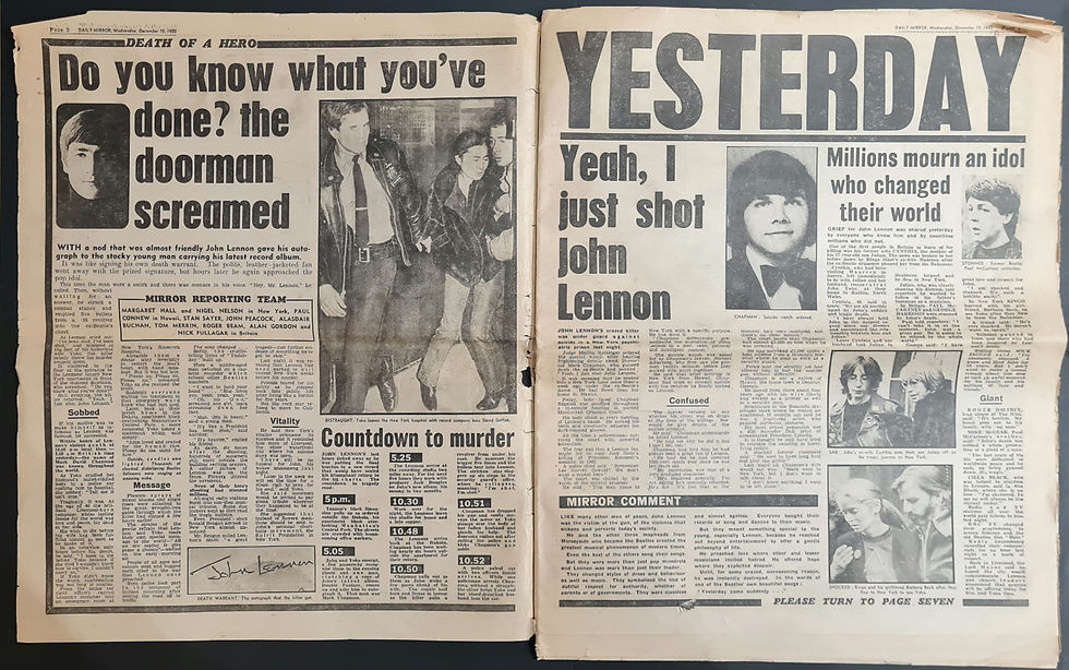 Thumbnail: 'John Lennon Shot Dead...' Daily Mirror Newspaper, 10th December 1980
