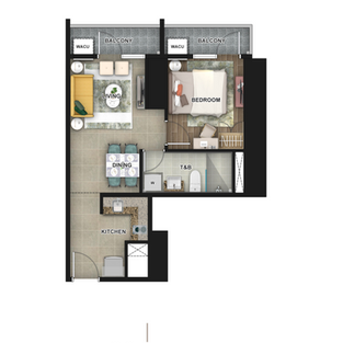1 Bedroom with Balcony (48sqm)