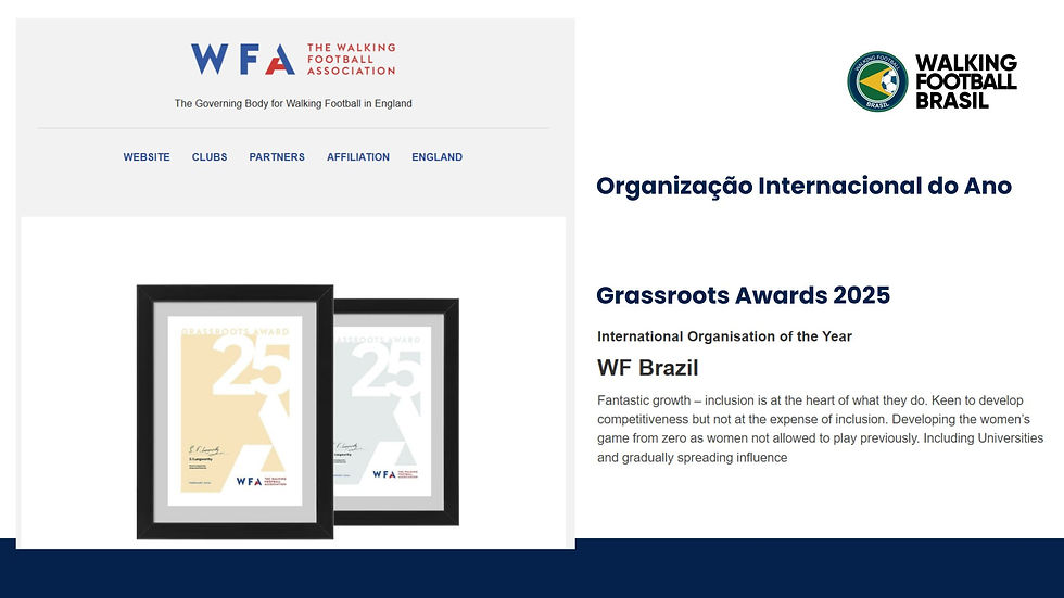 Walking Football Brasil é escolhida a Organização Internacional do Ano no Grassroots Award