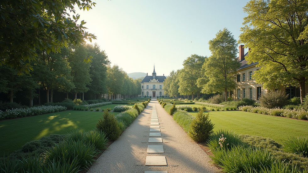 Vue rapprochée du jardin ombragé de La Doma à Venterol