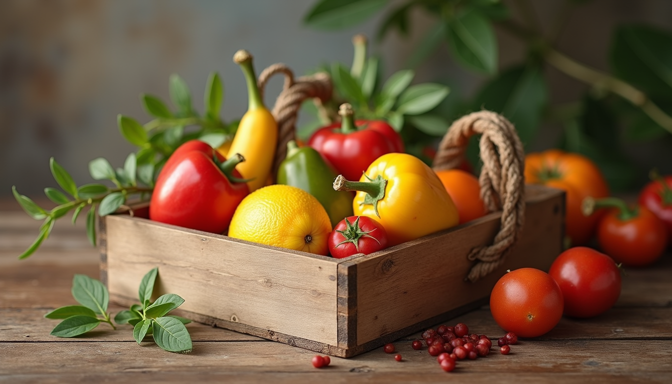 Plan rapproché d’un panier de produits locaux provençaux sur une table en bois