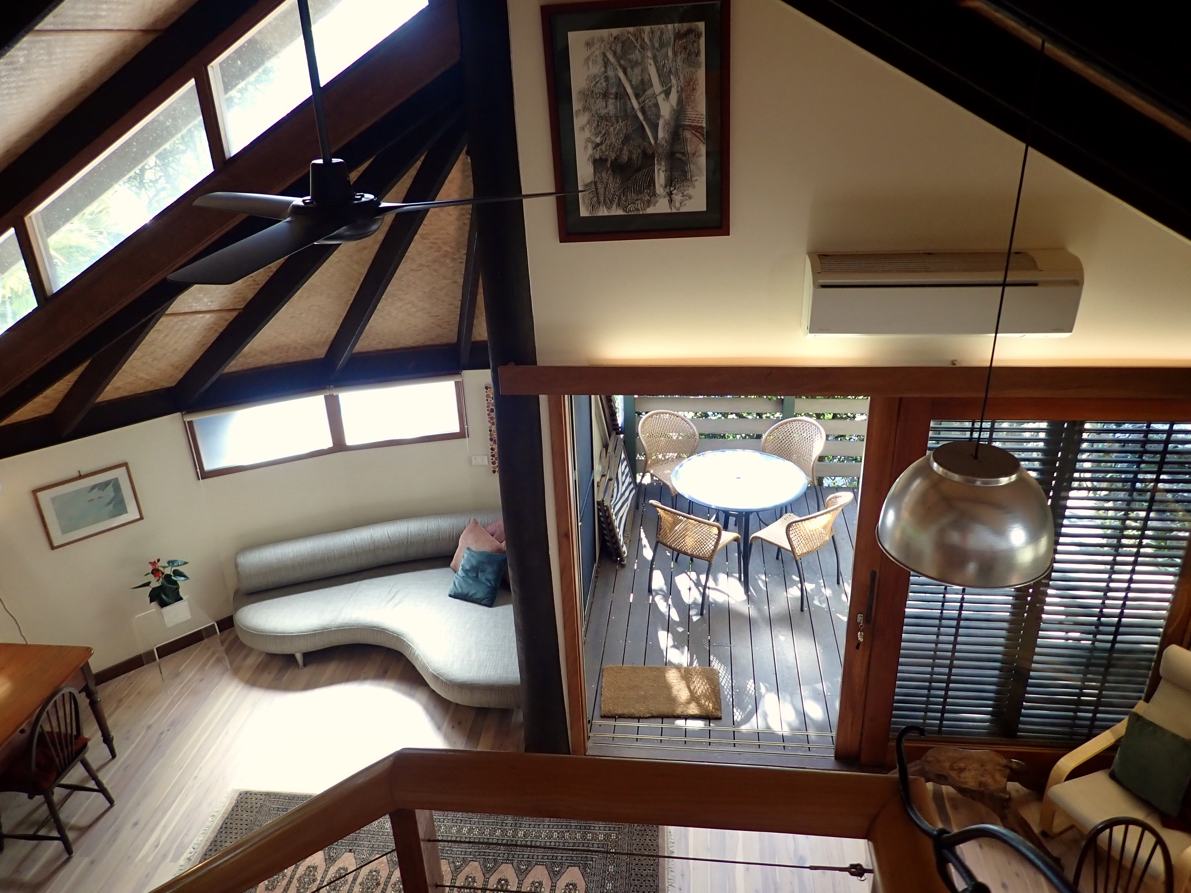 looking down from bedroom