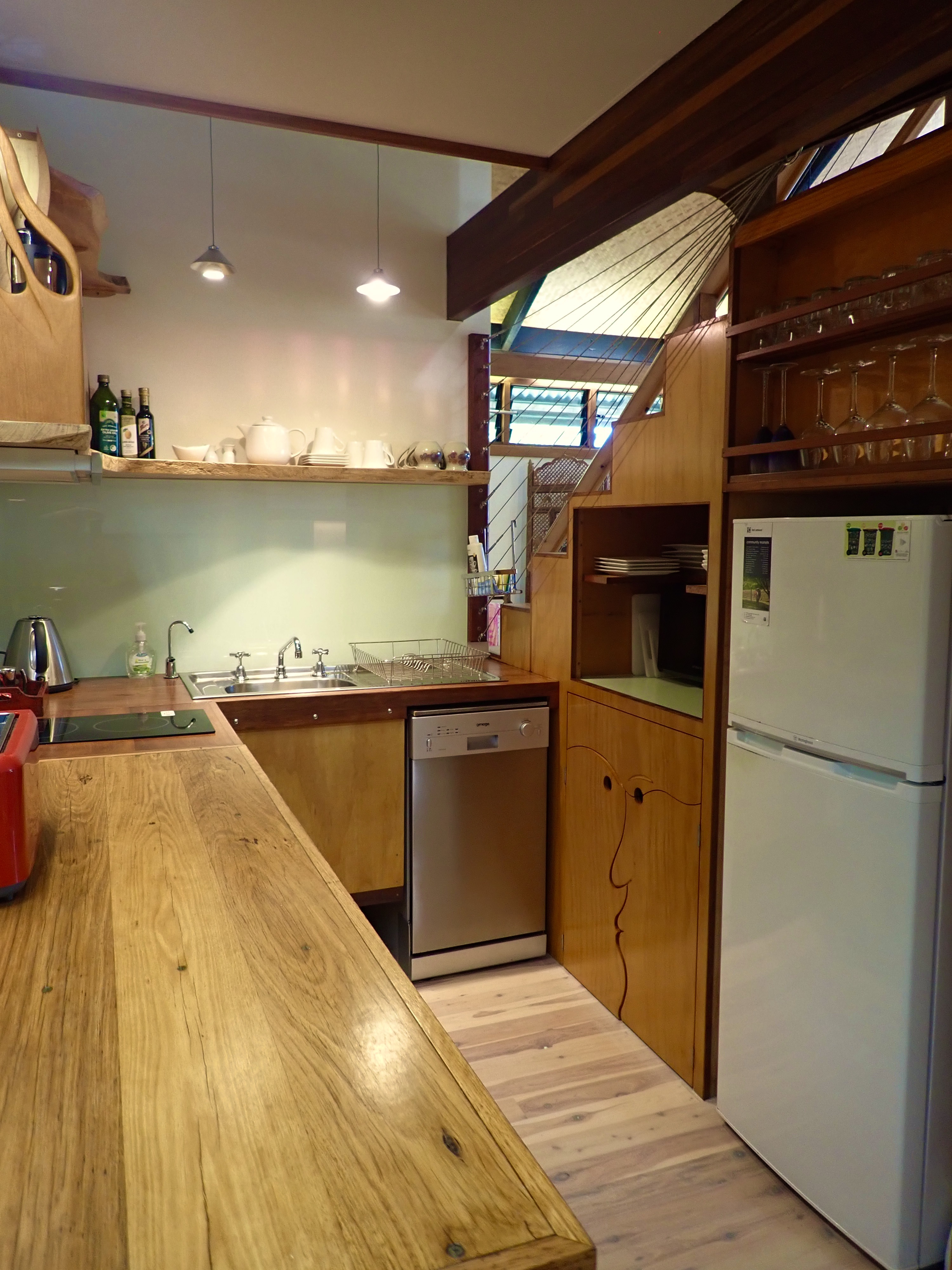 Funky kitchen with all appliances
