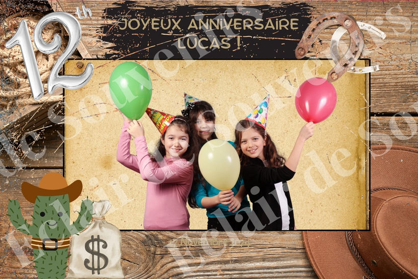 Photobooth anniversaire cowboy 12 ans western enfant