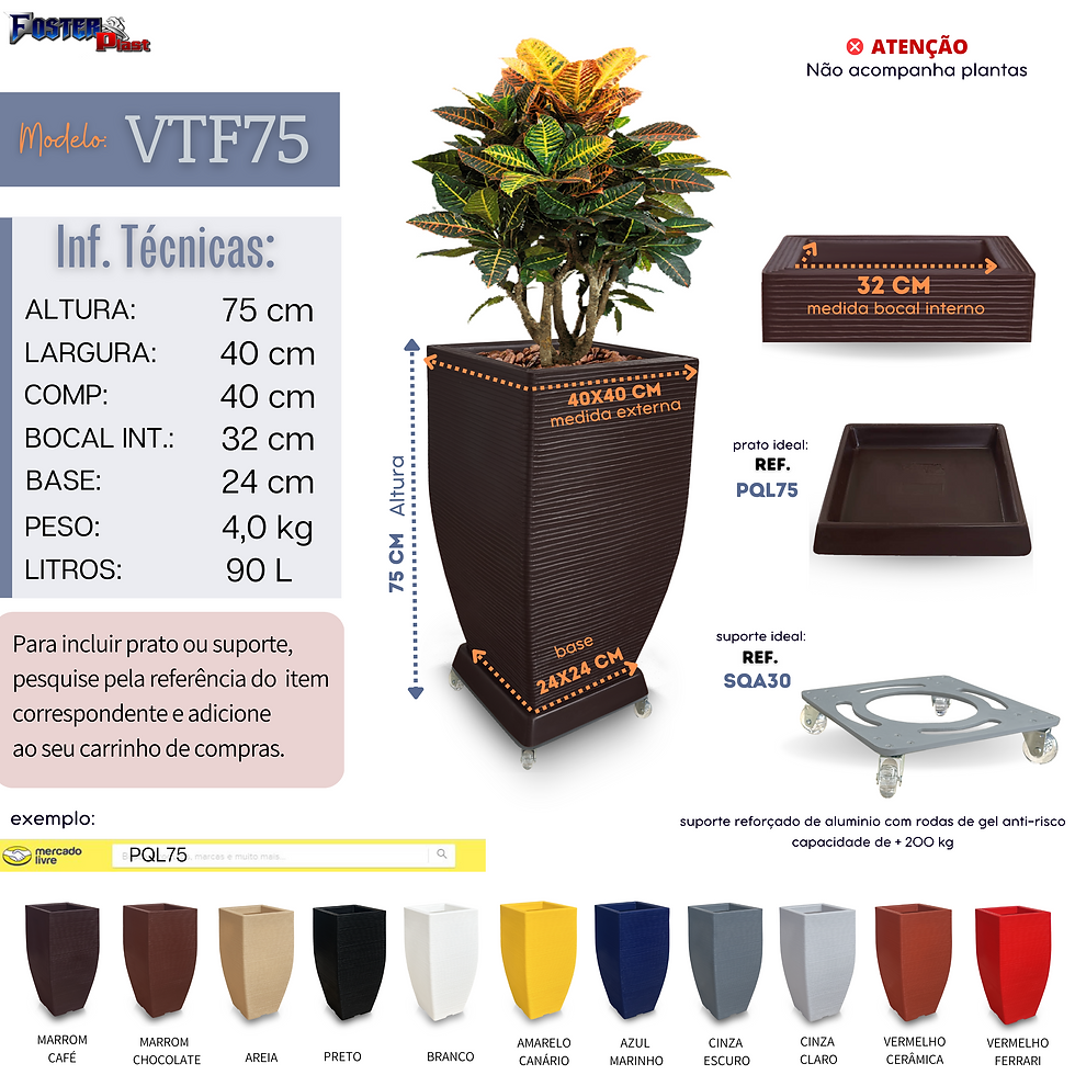 Miniatura: Vaso de Polietileno 75x40 - Ref. VTF75