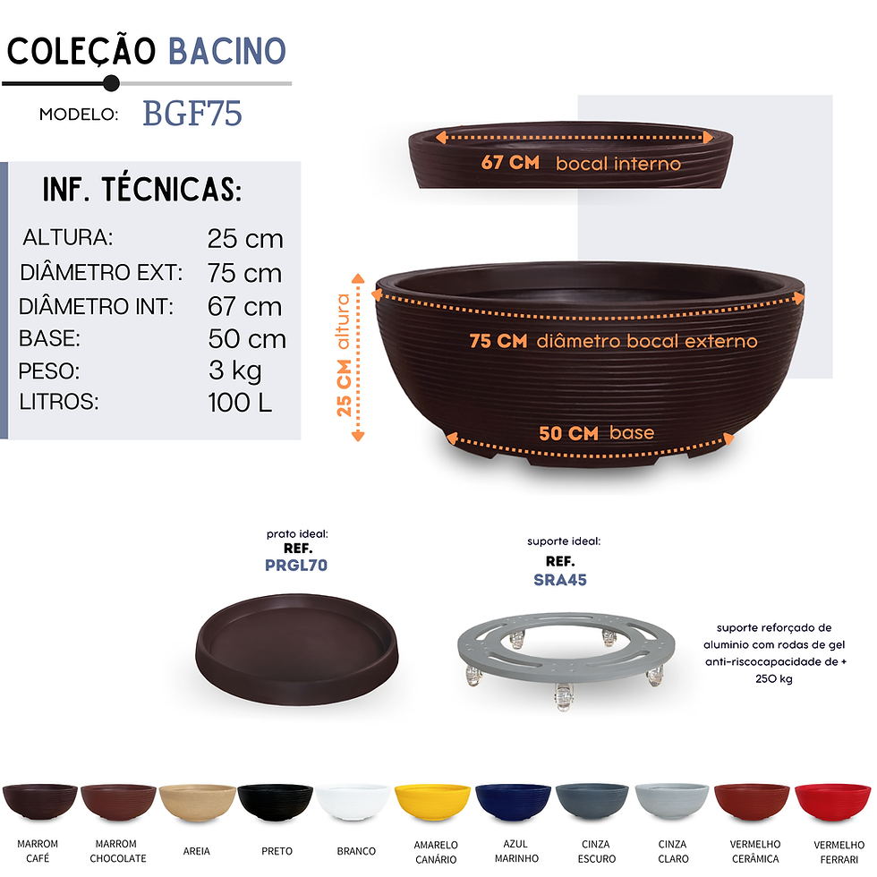 Miniatura: Bacia/Cuia de Polietileno 75x25 - Ref. BGF75