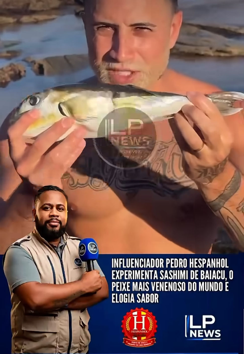 O influenciador Pedro Hespanhol publicou um vídeo nas redes sociais em que aparece preparando sashimi de baiacu, peixe conhecido por sua alta toxicidade.