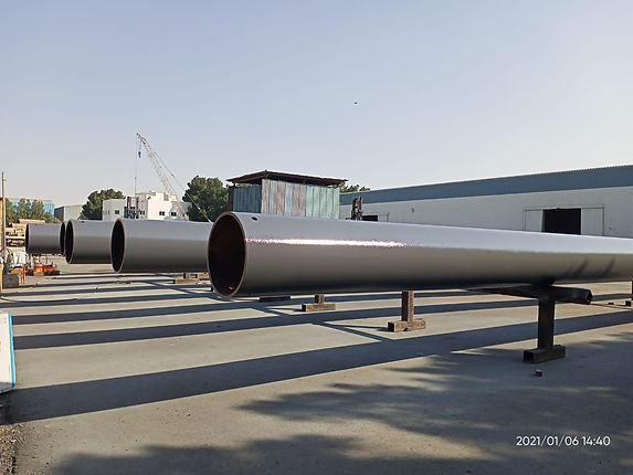 steel pipes painted