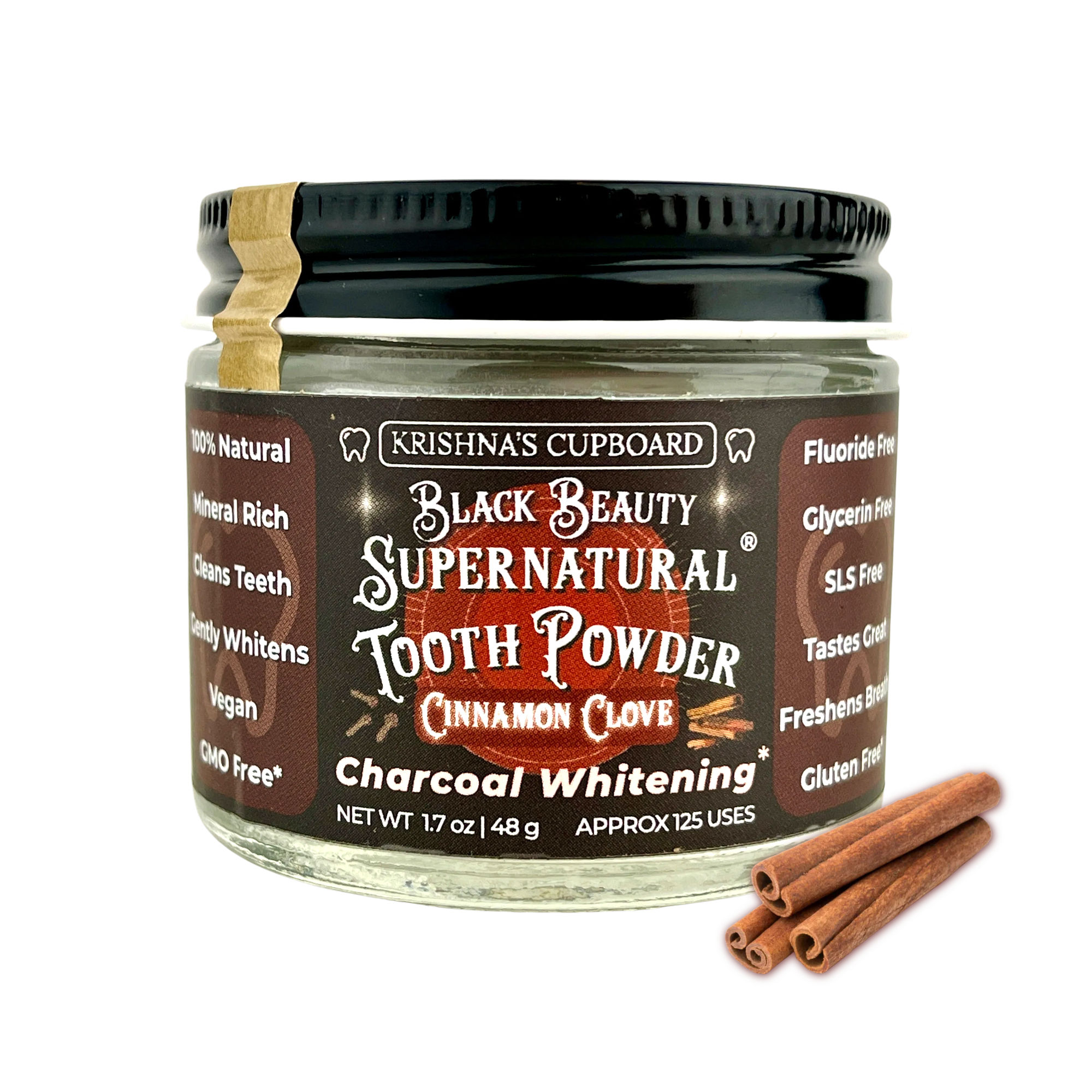 Cinnamon Clove Black Beauty Supernatural Tooth Powder with Activated Charcoal