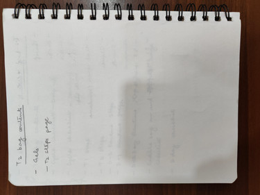 handwritten race notes on white paper with black pen