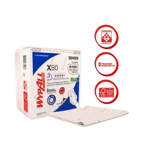 Miniatura: Paño Wypall X80 Rojo plus 10 Bolsas X 30 Paños - 30243076